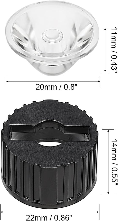 uxcell 10 pcs 20mm LED Lens 15 Degree with Black Holder for 1W 3W High Power LED Light...