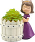 Pretty Girl Flowerpot Resin Purple Dress Succulent Planter Desk Mini Ornament (Idyllic Girl-Pretty)...