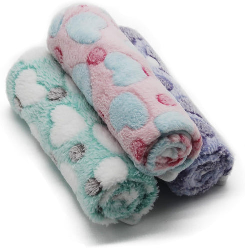 1 Pack 3 Puppy Blankets Super Soft Warm Sleep Mat Love Print Blanket Fluffy Fleece Pet Blanket Flannel Throw Dog Blankets for Small Dogs Puppy Dog...