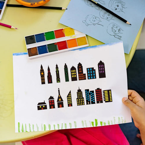 FINGERINSPIRE 4Pcs Layered City Skyline Painting Stencil Set 5.9Inch PET City Building Silhouette Drawing Template Reusable Architecture and Local...