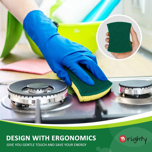 ORIGHTY Heavy Duty Cellulose Scrub Sponges Kitchen, Powerful Scrubbing & Cleaning, Suitable for Washing Dishes and Kitchen Cleaning, Absorbent & R...