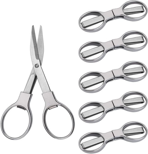 6 Pcs Folding Scissors, PIVHWIR Portable Telescopic Scissors Safety Travel Trip Scissors for Home Camping Office...