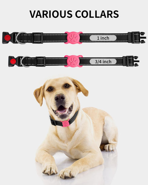 Dynmeow 1 Pack Airtag Dog Collar Holder, Stretchy Silicone Airtag Holder for Dog and Cat Collar, Anti-Lost Dog Airtag Holder Compatible with 3/4 a...
