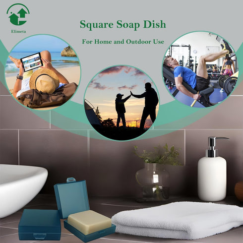 Soap Holder 2 Pack, Shower Bar Case Fit Dr Squatch Soap, Waterproof Travel Soap Container with Lid, Square Bathroom Soap Dish Box for Camping, Gym...