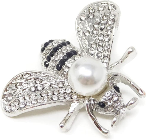 Honbay Fashion Vintage Gold Tone Honey Bee Brooch with Rhinestones and Pearl...