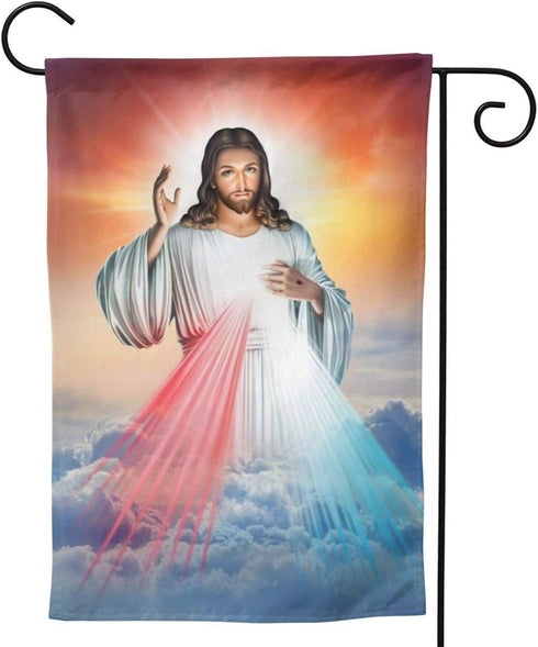 YISHOW Divine Mercy Jesus Christian Garden Flag Double Sided Vertical Lord Faith Christian Religious House Flags Yard Signs Outdoor Decor 12.5"X18...