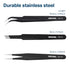 MMOBIEL 3x Industrial Precision ESD Tweezers Anti-Static Stainless Steel for Electronics Tools, Jewelry, Computer, Laboratory Work, Crafts and Hob...