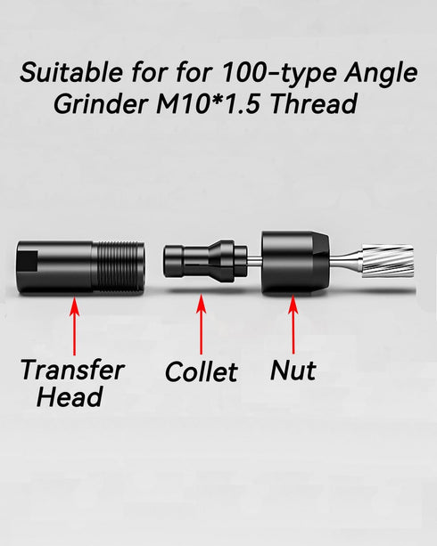 Angle Grinder Adapter, 3/6mm Angle Grinder Modified Adapter To Straight Grinder Chuck for 100-type Angle Grinder M10 Thread Grinding, Polishing Cu...