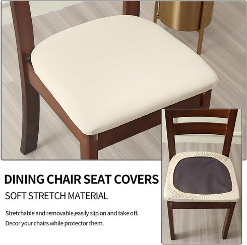 Chair Seat Covers set of 4 Stretch Off white Chair Covers for Dining Room Square Removable Washable Chair Protector Seat Cushion Slipcovers for Ki...