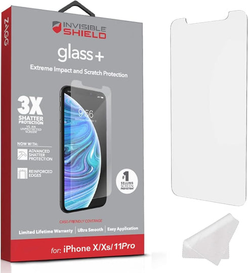 ZAGG InvisibleShield Glass+ iPhone 11 Pro/iPhone Xs/iPhone X Screen Protector -2 Pack– HD Tempered Glass, Smudge Proof, Bubble-Free – Impact & Scr...
