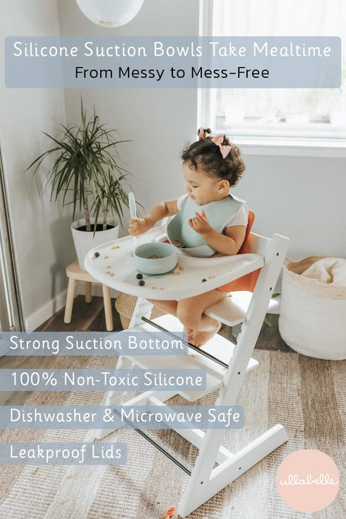 Suction Toddler Plates & Bowls Complete Set w/Spoon- BPA Free 100% Food Grade Silicone- Microwave & Dishwasher Safe Baby Suction Plate, Suction Bo...
