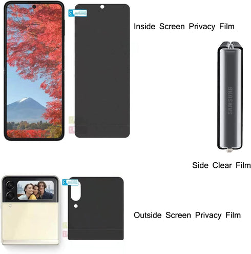 3 Pack Designed for Z Flip 3 Privacy Screen Protector,Anti-Peep 1PCS Outside Screen Protector+1PCS Inside Screen Protector+1PCS Side Protector Fil...