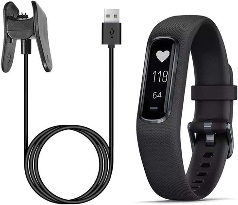 Charger for Garmin Vivosmart 4, Replacement Charging Data Cable Clip Cord for Garmin Vivosmart 4 (Black, 2Pack)...