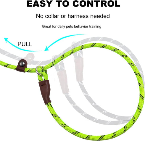 7Ft Slip Lead Dog Leash for Small Dogs, No Pull Small Puppy Pet Training Leash, Lightweight Nylon Rope Leash Green...