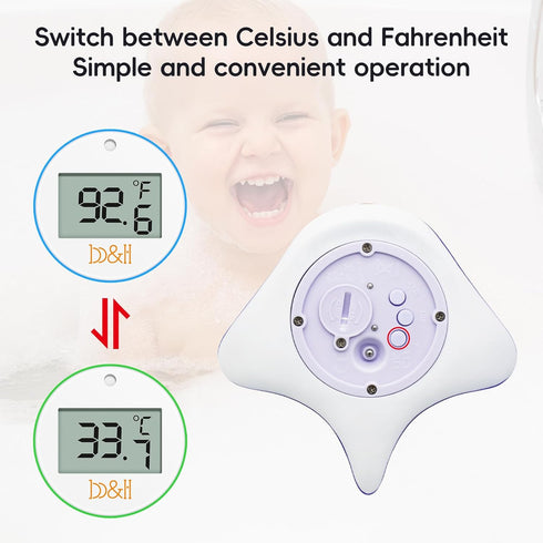 b&h Baby Bath & Room Temperature Thermometer - Digital Infant Bathtub Thermometer, Safe Toddlers Tub Time Floating Toy - Manta Ray...