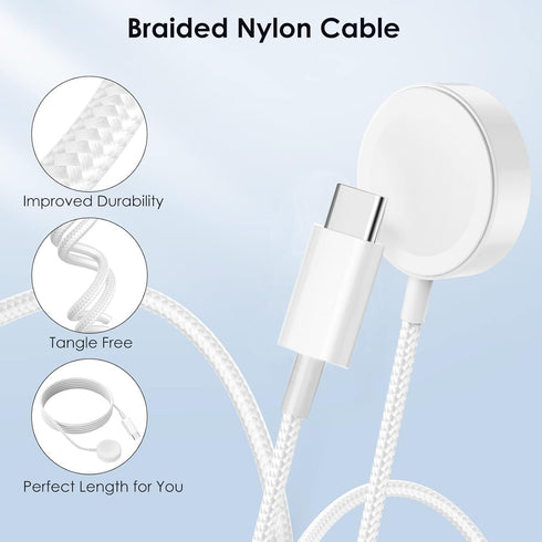 2 Pack for Apple Watch Charger Cable 3.3ft /1m,iWatch Charger Nylon Braid USB C Cable Cord Compatible with Apple Watch Charger Ultra/8/7/6/5/4/3/2...