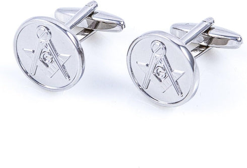 Freemason Masonic Mason Round Pair Cufflinks in a Presentation Gift Box & Polishing Cloth...