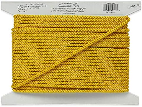 Trims by The Yard Wanda 1/8" Twisted Cord Trim, 20 Yard Cut, Yellow Gold...