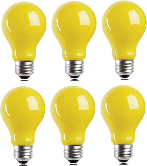 6 Packs 3W A60 LED Bug Light Bulbs Yellow LED Bulbs E26 Outdoor Bug Light Bulb 25W Equivalent 2000K Amber Glow Bug Light Bulb Night Light for Bedr...