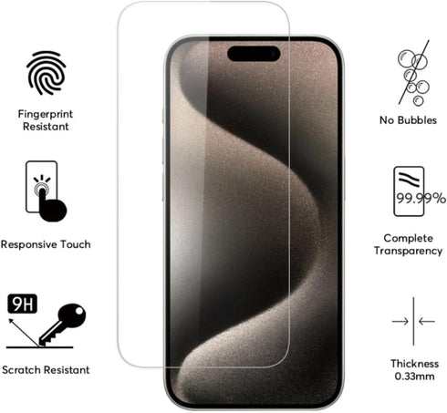 Screen Protector for iPhone 15 [3 Pack Screen Protector + 3 Pack Camera Lens Protector for Iphone 15 HD Clear, Dynamic Island Compatible Tampered ...