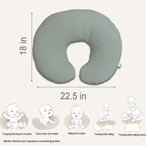 Nursing Pillow Cover,Muslin Cotton,Removable Cover For Breastfeeding pillows,2-Pack Pillow Covers,Ultra-soft Baby Nursing Pillow, Fits Newborn Fee...