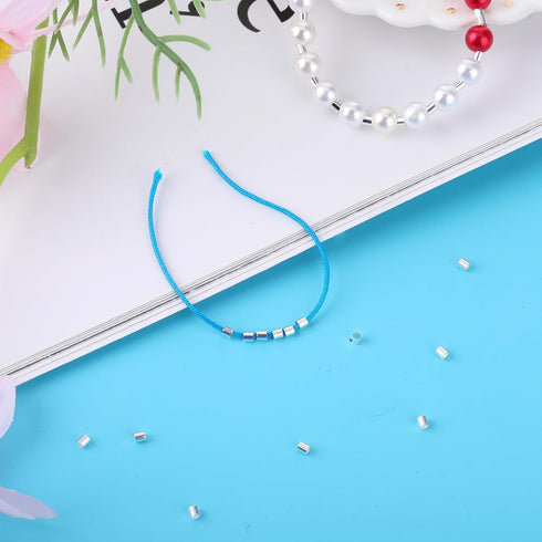 2000 PCS Crimp Beads for Jewelry Making, Teaaha 2mm Crimping Beads Silver Plated Brass Tube Beads Column Stoppers,Tube Crimp End Beads for Earring...