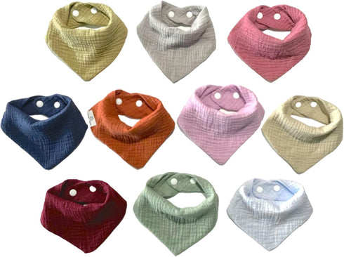 Jane and Kate - Baby Bibs 100% Cotton Newborn Toddler Drool Cloth Bibs For Unisex, Boy, Girl 0-18 Months | Muslin Bandana With Snaps Teething Bibs...