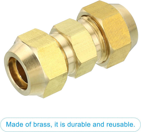 PATIKIL 1/2" OD Brass Flare Union Connector, 2 Set Air Conditioning Copper Double Pipe Extension Joint Connectors Pipe Hose Fitting with Nut, 1.77...