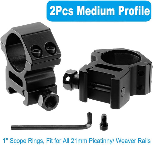 1'' Scope Rings, 2Pcs High Profile or 2Pcs Medium Profile 1 Inch Scope Mount Rings for Picatinny Rail...