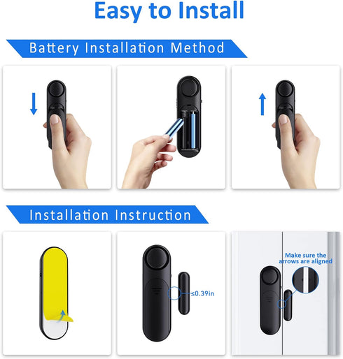 Door Alarm When Opened (2 Pack), 120dB Door and Window Open Sensor for Home Security/Kid Safety/Pool Safety, Sliding Front Door Opening Sensor Ale...