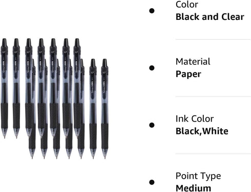 30 Pack Black Gel Pens, Retractable Medium Point Gel Ink Pens Smooth Writing for School Office Home, Comfort Grip(15 Pens with 15 Refills)...