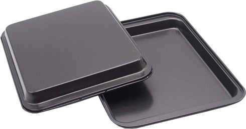 Small Baking Sheet Nonstick 9.45 X 7.09 Inch (Inner 7.5x6), 8 Inch Mini Cookie Tray Toaster Conventional Oven Pan No Warp No Rust Magnetic Bakewar...
