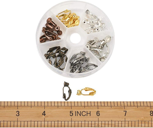 KISSITTY 36pcs/Box 6 Colors Brass Stud to Clip on Earring Converter 19x6mm for Non-Pierced Ears...