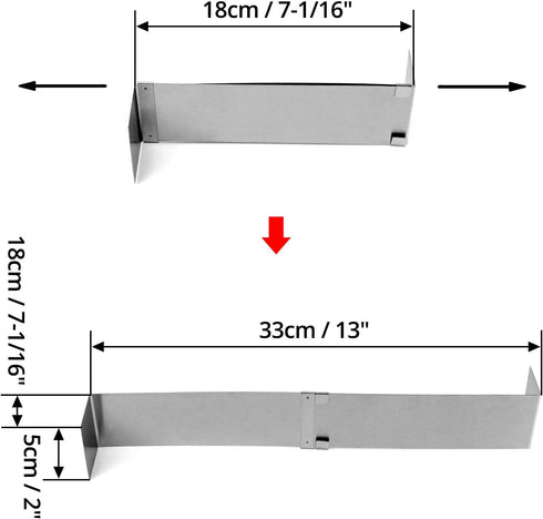 QWORK Stainless Steel Sheet Pan Extender, Adjustable Cake Mold Ring, Half Size, Square, 1 Pack...