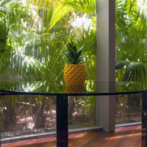 Artificial Succulent Potted Pineapple Decor - Fake Pineapple Home Office Kitchen Table Decoration (Yellow)...