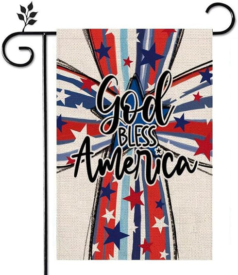 Garden Flag,Garden Decor Garden Flags 12x18 Double Sided 2024 Patriotic Decorations Lawn Flags for Outside,God Bless America Flag Summer Garden Fl...