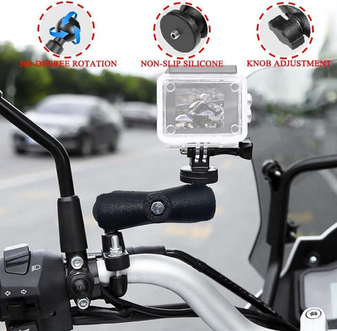 Motorcycle Camera Mount for Gopro, Handlebars Mount 1"/25mm Ball Mount Compatible with RAM Mounts B Size, for GoPro Hero11/10/9/8...4, Insta360 ON...