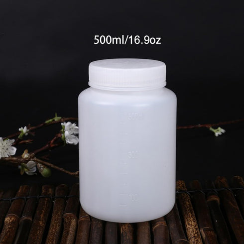 Bettomshin 5Pcs 500ml PE Plastic(Food Grade) Bottles, Wide Mouth Lab Reagent Bottle, Liquid/Solid Sample Seal Sample Storage Container with Gradua...