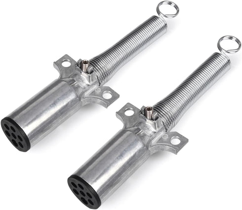 2 Pcs Trailer Side 7-Way Round Wiring Harness Socket with Spring Guard - 7 Pin Trailer-Side Wiring Harness Connector...