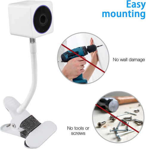 Gooseneck Clip Wall Mount for Wyze Cam OG and More Cameras with 1/4" Threaded Hole...