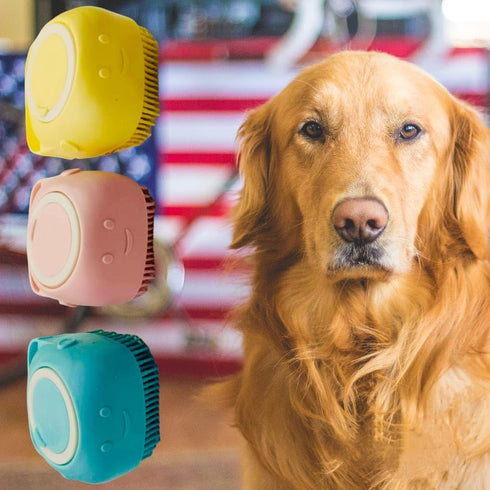 New 2024 Pet grooming Bath Brush, Scrubber Shampoo Dispenser, Shower Brush for Washing Short and Long Hair Dogs and Cats Pet Bath Massage Brush (Y...