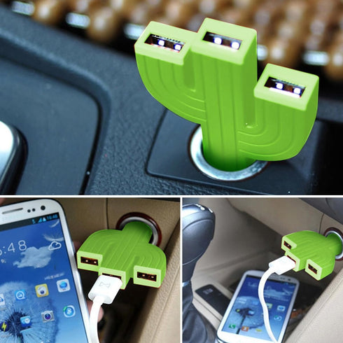 Cactus 3USB Car Mount Charger, 12-24V Three Port Automotive Phone Charger Adapter, Compatible with 8 11 12 Plus Pro Max S9 S10 Note9, Universal fo...