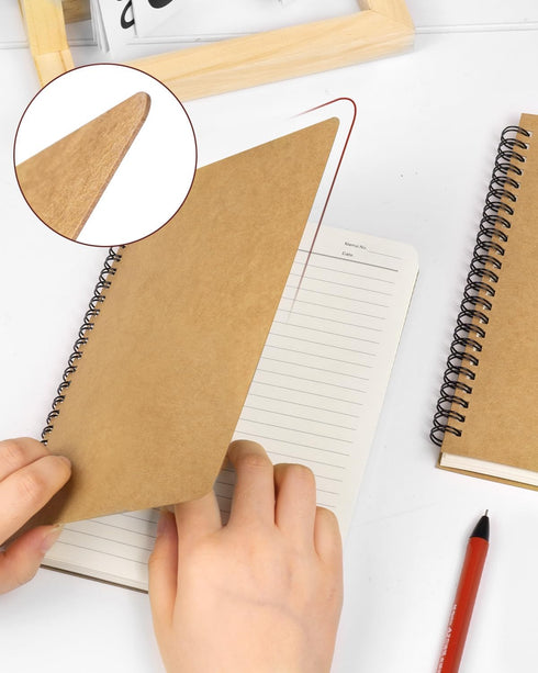 Spiral Notebooks A5 Lined 5Pcs College Ruled Journals Bulk Thick Paper for Work, Study, Notes Taking, Gifts 120 Pages/60 Sheets Kraft Brown...