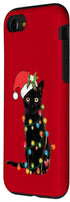 iPhone SE (2020) / 7 / 8 Santa Black Cat Tangled Up In Christmas Tree Lights Case...