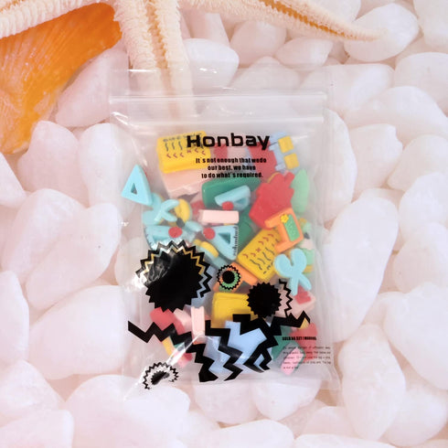 Honbay 40PCS Back to School Slime Charm Mixed Shapes School Supplies Resin Cabochons Stationery Flatback Decor for Hair Accessories Phone Case Scr...