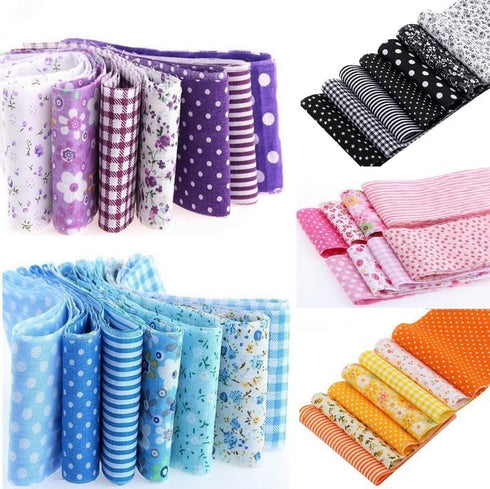 7Pcs Top Purple Cotton Craft Fabric Bundle Squares Patchwork DIY Sewing Scrapbooking Quilting Floral Dot Pattern Craft and Hobby Fabric 10" x 10" ...