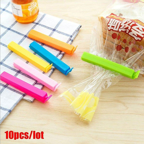 10Pcs Colors Plastic Sealing Clips, Bag Clamp for Food and Snack Bags, Portable Home Snack Storage Folder, Clamp Sealer Preserve Food Fresh Specia...