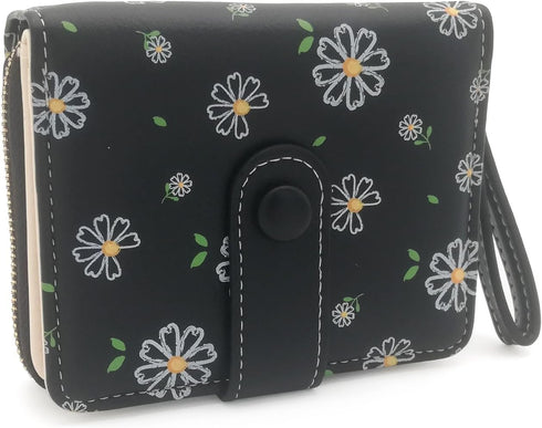 Cute Short Women Wallet, Bifold Card Holder Purse, Fancy Floral Money Pouch, Birthday Christmas Valentine's Day Gift for Female Ladies Girls...