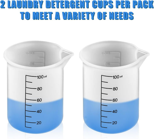 2pcs Laundry Detergent Cup, Silicone Measuring Cup Laundry Detergent Dispenser Laundry Measuring Cup For Liquid Detergent with Scale Marks for Pre...