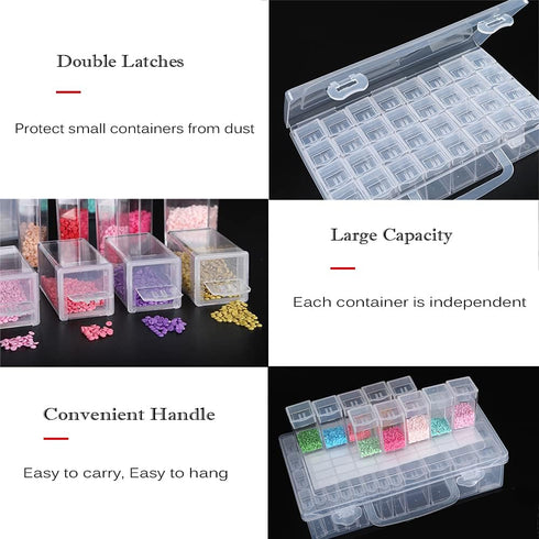 SanerDirect 32 Grids Diamond Painting Drill Storage Containers, Diamond Organizer Case Embroidery Beads Storage Box with Label...